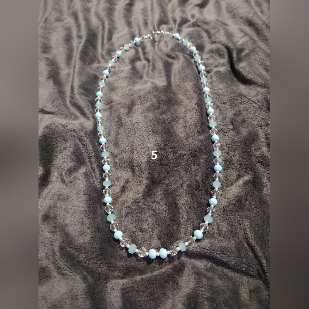 Elegant Blue and Silver Beaded Necklace